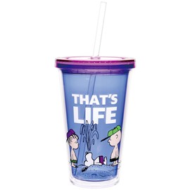 Ken Onishi PQ-1602 Peanuts Straw Tumbler Blue Size: Approx. φ4.1 inches (10.3 cm) H16/Straw: Approx. φ4.1 inches (10.3 cm) H23cm