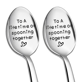 Couples Coffee Tea Spoons Gifts for Wife Husband Anniversary Valentines Gifts for Girlfriend Boyfriend Christmas Birthday Gifts for Fiancee Fiance Wedding Engagement Gift Ice Cream Spoon 2Pcs