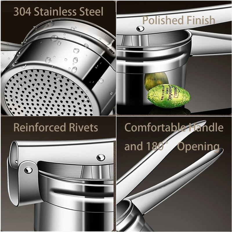 Multi-Purpose Stainless Steel Potato Ricer, Heavy Duty Large Capacity Potato