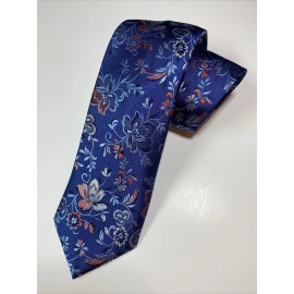 Joseph Abboud Mens 100% Silk Necktie, Blue W/ Floral Design MSRP $79.