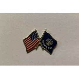 Louisiana/USA Double Flag LAPEL PIN  Made in USA Friendship flag