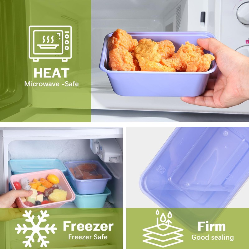 Bokon 25 oz Plastic Meal Prep Containers Bulk Disposable Colorful