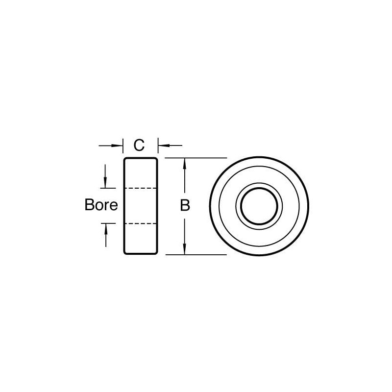 Trend Router Cutter Bearing, 5/8 Inch Diameter, 1/4 Inch Bore,