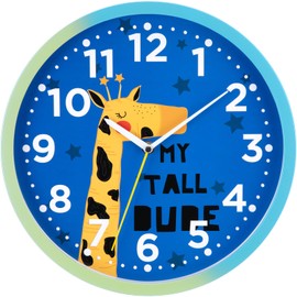 VINILITE Wanduhr Kinder Giraffe 30 cm ohne Tickgeräusche, Kinderzimmer Deko, Schulanfang Geschenk, Uhr Kinderzimmer für Mädchen & Jungen, Einschulung Geschenk Jungen
