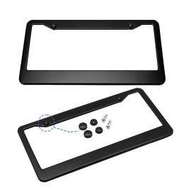 Unbranded Durable 2PCS Black Stainless Steel Universal USA License Plate Frame With Screws