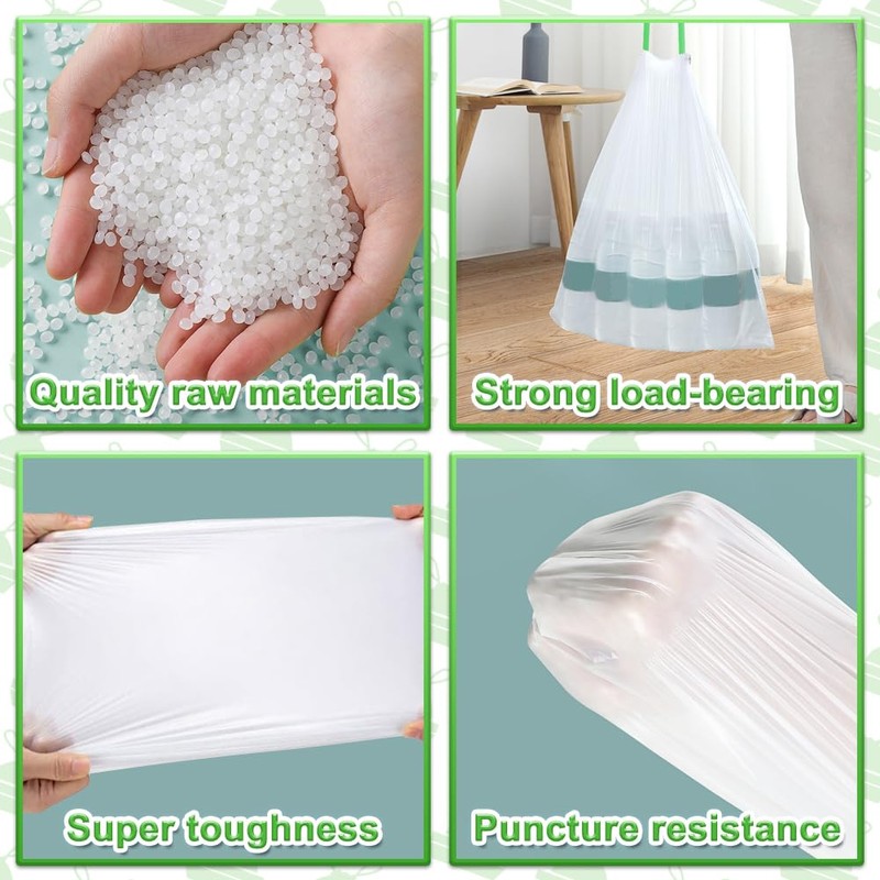 AOSULI 12L-15Liter Bin Bags Drawstring Bin Liners with Tie Handle