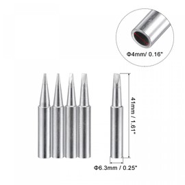 uxcell Lead-free Soldering Iron Tip Flat Edge 0.8D+1.2D+1.6D+2.4D+3.2D 4mmx41mm Replacements for Soldering Station 5Pcs