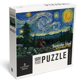 Lantern Press 1000 Piece Jigsaw Puzzle, Bainbridge Island, Washington, Van Gogh Starry Night, Bigfoot
