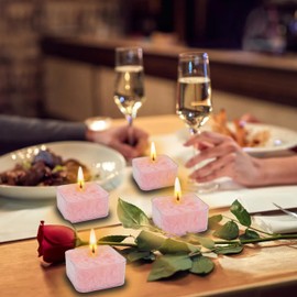 Tealights Candles Scented Tealight Candles 24 PCS Square Tealights Rose Aromatherapy Tea Candle 6 Hour Extended Burn Time Tealights Candles for Valentine's Day Dinner Wedding Home Decor