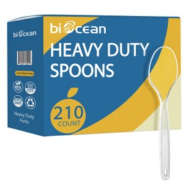 [210 Count] Disposable Clear Plastic Spoons Clear Plastic Spoons Bulk Clear Plastic Spoons Disposable Clear Spoons Cutlery Plastic BPA-Free Heat Resistant Plastic Spoons