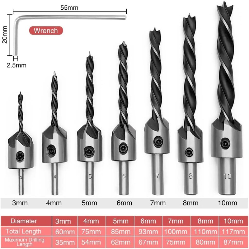 Countersink Drill Bit Set 7 Pieces Countersink Drill Bits 3