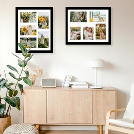 11x14 Collage Picture Frame with Mat Set of 4, Display 5 4x6 Photos or 11x14 Picture, Five Opening 4x6 Picture Frame Collage for Wall Hanging, Lightweight 4 x 6 Multi Picture Frame, 4 Pack, Black