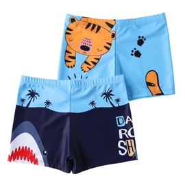 NautySaurs Boys Swimming Trunks 2-11 Years Baby Boys Swimwear Kids Swimming Shorts with Cartoon Dinosaur, Set 1
