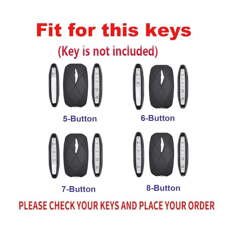 TECART Leather 6-Button Key Fob Cover Fit for Genesis GV60