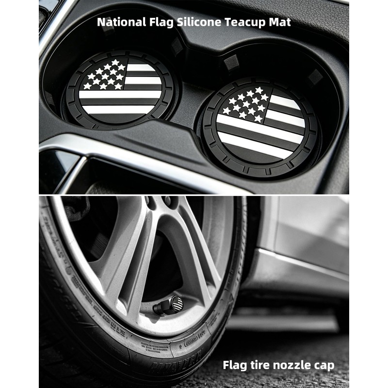 American Flag License Plate Frames - 2 Pack Black Patriotic