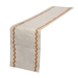 Hercaise Jute Table Runner with Wavy Edges, Christmas Table Runner, for Interior Decoration in Retro Natural Style, Suitable for Family Parties, Weddings, Hotel Decorations, 183 x 30 cm