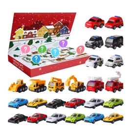 FunMission Toy Cars Blind Box with Countdown 24 Days Advent Calendar 2024, 24 Alloy Cars for Kids, Toys Surprises for Christmas, Party