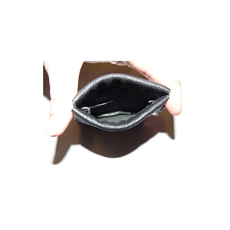 Soft Leather Snap Top Coin Purse (Black)