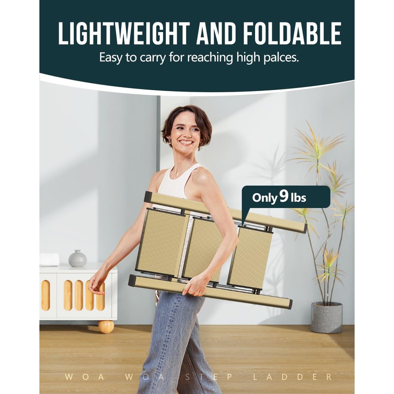 WOA WOA Step Ladder, 3 Step Foldable Step Stool with