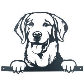 AB Tools Black Metal Peeking Retriever Silhouette with Fixing Plate Garden Ornament Gift