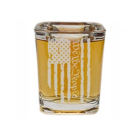 Rogue River Tactical Square US Constitution We The People USA Flag Tattered Shot Glass Gift For Military Veteran or Patriotic American