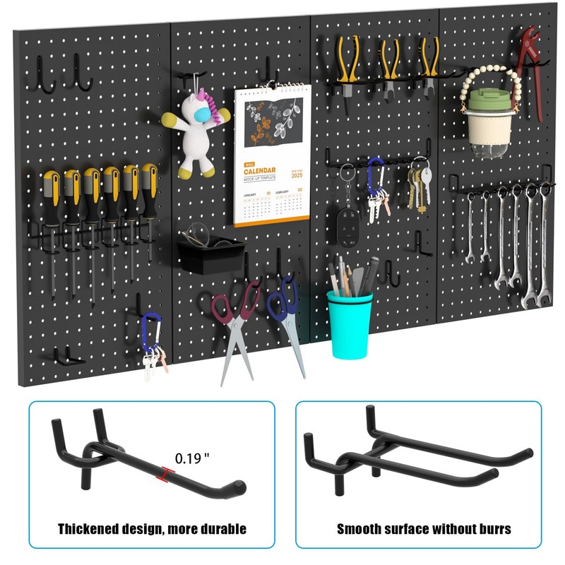 157 PCS Extra Thick Pegboard Hook Set, Metal Pegboard Accessory