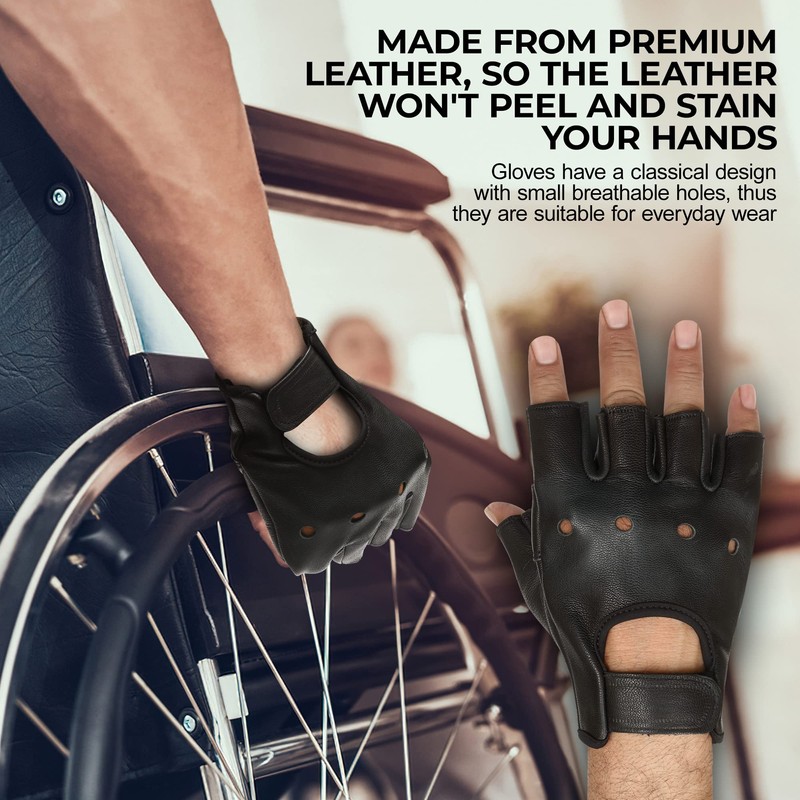 MARIB LEATHER HALF FINGER CYCLING WHEELCHAIR GYM BUS DRIVING WEIGHT