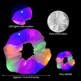 Belligern Light Up Scrunchie 8 Pcs Light Up Scrunchies, LED Scrunchies Light Up Scrunchies Running, LED White Satin Scrunchies, Light Up Hair Accessories for Girls Women Christmas Rave Glow Party