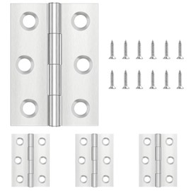 8 Pcs 68mm × 38mm Door Hinges, Leryati Hinges Stainless Steel Hinges, Hinges for Wood Door Hinge Gate Hinges, Shed Hinges Butt Hinges for Internal External Doors with 48 Pcs Screws