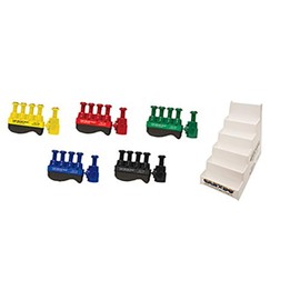 CanDo 10-3785 Digi-Flex Thumb Set of 5 with Plastic Stand, Yellow/Red/Green/Blue/Black