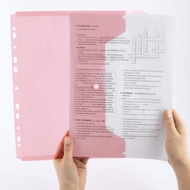 D.RECT Document Folders for Filing with Press Stud and Euro Holes Polypropylene A4 Transparent Red Pack of 10