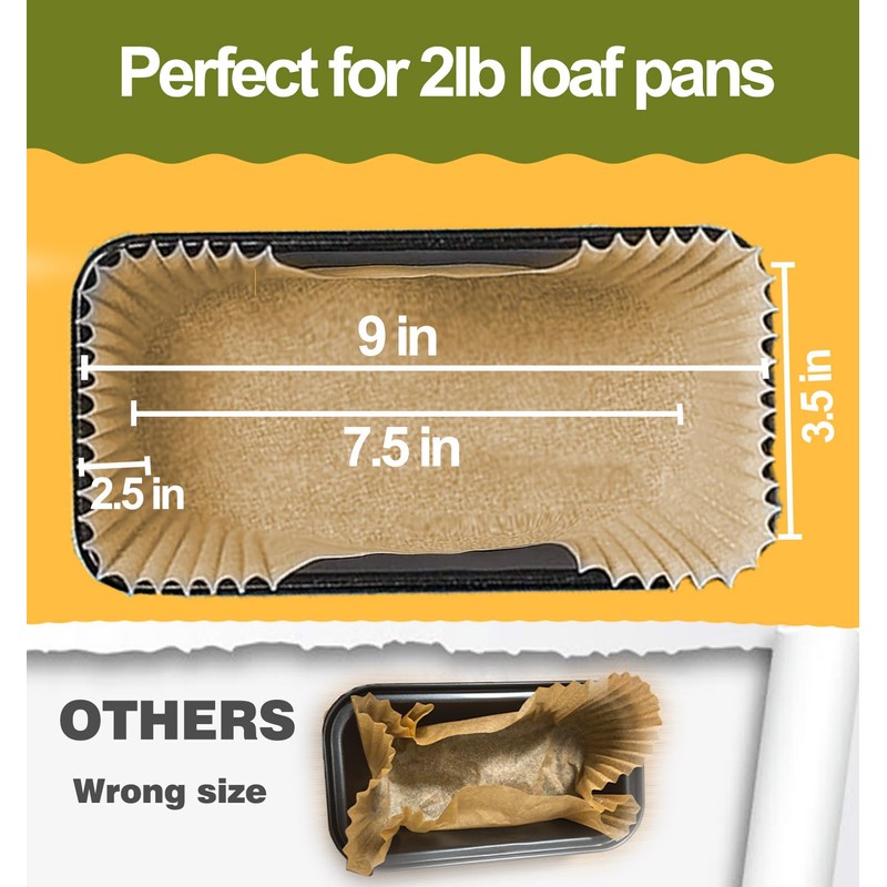 mutvle Loaf Pan Liners, 125Pcs Non-Stick Bread Pan Liners, Loaf