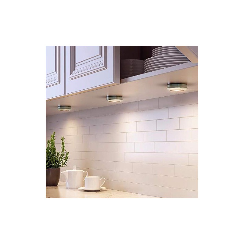 2.99 in. LED Silver Battery Operated Puck Light (3-Pack)