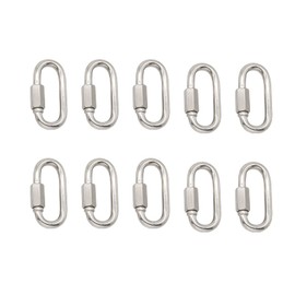 Carabiner Clip WorthPlanet 10 Packs M4/M5/M6/M8 Stainless Steel Oval Carabiner Threaded Quick Link for Carabiner, Hammock, Camping and Outdoor Equipment W060007