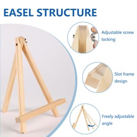 Grope 2 Pack 11.8 Inch Wood Easels and 2 Pack Wooden Paint Palettes Set, Desktop Easel for Painting, Art, Crafts, Tripods, Portable Canvas Photo Picture Sign Holder (4 Pack)