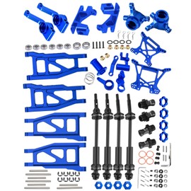 RCMYou Upgrades Part for 1/10 Rustler 4x4 VXL,Alloy Suspension Arm,Caster Block,Steering Blocks,Rear Stub Axle Carriers,Steering Bellcranks,Shock Tower,Drive Shaft & Hex Hub Adapters,Blue