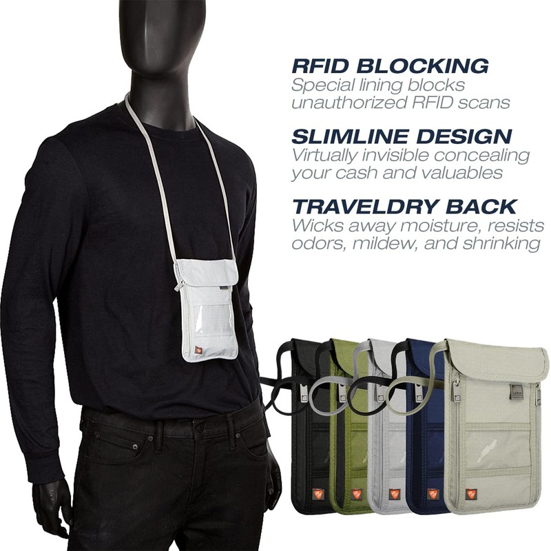 Lewis N. Clark Cartera de cuello con bloqueo RFID, bolsa