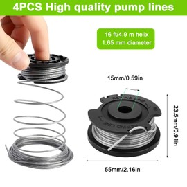 4 Rolls For Bosch Strimmer Wire Replacement Spool and Line Compatible with Bosch ART 23 SL 26 SL, EasyGrassCut 18 23 26, 18-230,18-260 Strimmer Spool Replacement, Grass Trimmer F016800569 F016800385