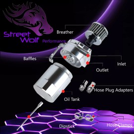 StreetWolf Performance Oil Catch Can Reservoir Baffled Tank Breather Universal Silver Fits Daewoo
