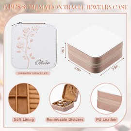 Kenning 12 Pcs Sublimation Jewelry Box Portable Jewelry Travel Case Bulk Bridesmaid Proposal Gift Boxes Small Travel Jewelry Organizer Case for Wedding Anniversary DIY (Pink)