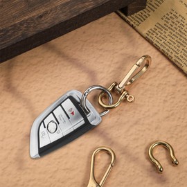 MBAIYO Brass Keychain Clip, Detachable U Shackle Keychain Heavy Duty Gold Carabiner Hook for Keys Dog Tag Clip Wallet Chain Purse Accessory for Men and Women(1)