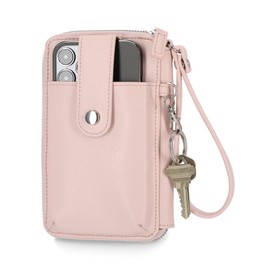 Mundi Jacqui RFID Crossbody Wallet for Women, Vegan Leather Small Travel Handbag with Phone Holder, Compact Organizer with Card Slots and Adjustable Strap, Vacation Purse in Blush