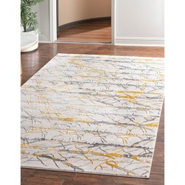 Unique Loom Finsbury Collection Area Rug - Anne (4' 1" x 6' 1" Rectangle, Yellow and Gray/ Ivory)
