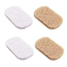 4 PCS Soap Saver, Soap Lift Eco-Friendly Soap Holder Recyclable Non Slip Soap Dish Pad Natural White Soap Press Loofah Soap Rest Travel Soap Tin Soap Drainer for Bathroom Kitchen Shower Old Soap