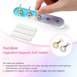 2 Set Nail Stands for Painting and Press-on Nails Display - Acrylic Holder With Adhesive Putty - Practice Art Tools for Homes Salons (Silver Gold)