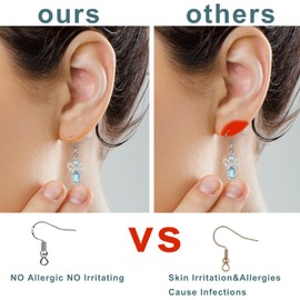 50 PCS/25 Pairs 925 Sterling Silver Earring Hooks Fish Hook Ear Wires French Wire Hooks Hypo-allergenic Jewelry Findings Earring Parts DIY Making with 50 PCS Clear Rubber Earring Safety Backs