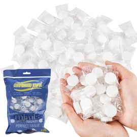 100 Pieces Disposable Face Towel, Compressed Towels Portable Mini Compressed Coin Cotton Tissue for Travel Sports, Beauty Salon or Home Hand Wipes