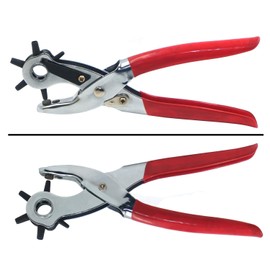 HTTMT- Professional Leather Hole Punch Pliers Heavy Duty Belt Holes Revolving Hand New [P/N: ET-TOOL014-RED]