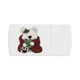 'Christmas Blanket Polar Bear' Pill Box with Tablet Splitter (PI00032375)