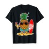 Summer Christmas in July Pineapple Sunglass Santa Hat T-Shirt